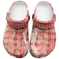 Hawaiian Ohia Lehua Lei Clogs Shoes Plaid Palaka Ulaula Pattern LT9 Red - Polynesian Pride