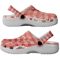 Hawaiian Ohia Lehua Lei Clogs Shoes Plaid Palaka Ulaula Pattern LT9 - Polynesian Pride