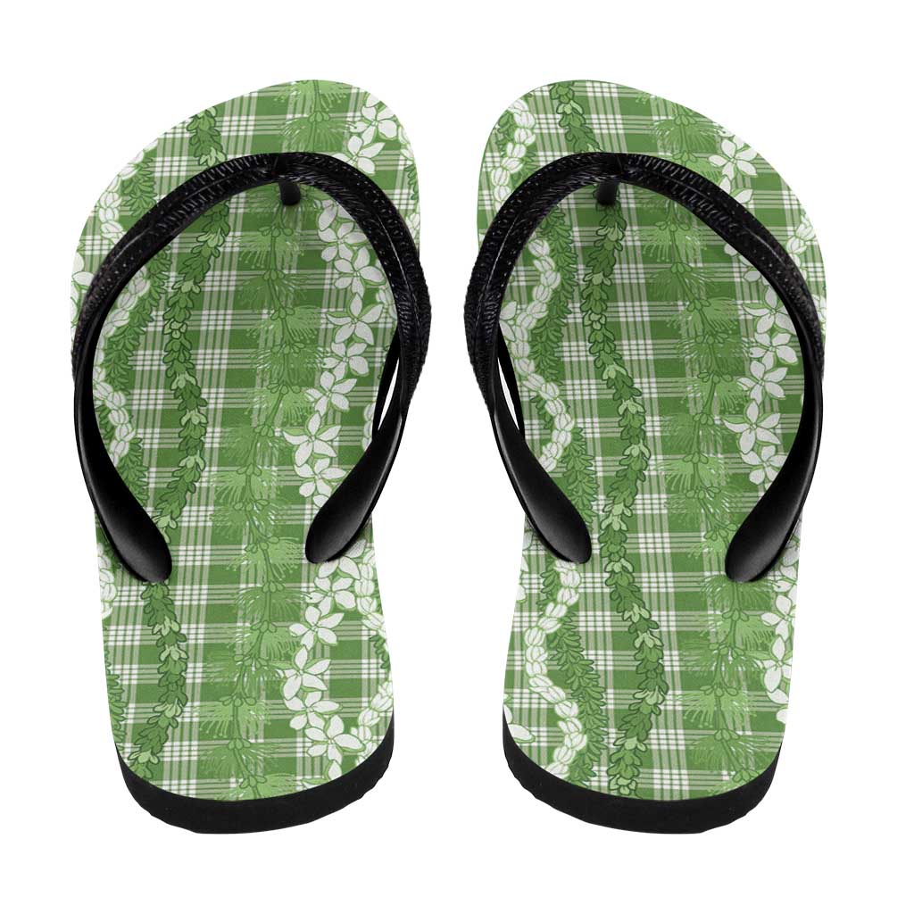Hawaiian Ohia Lehua Lei Flip Flops Plaid Palaka Omaomao Pattern LT9 - Polynesian Pride