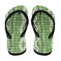 Hawaiian Ohia Lehua Lei Flip Flops Plaid Palaka Omaomao Pattern LT9 - Polynesian Pride