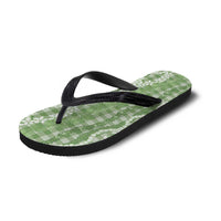 Hawaiian Ohia Lehua Lei Flip Flops Plaid Palaka Omaomao Pattern LT9 - Polynesian Pride