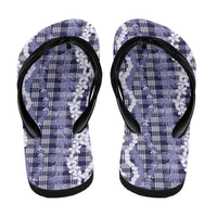 Hawaiian Ohia Lehua Lei Flip Flops Plaid Palaka Uliuli hohonu Pattern LT9 - Polynesian Pride