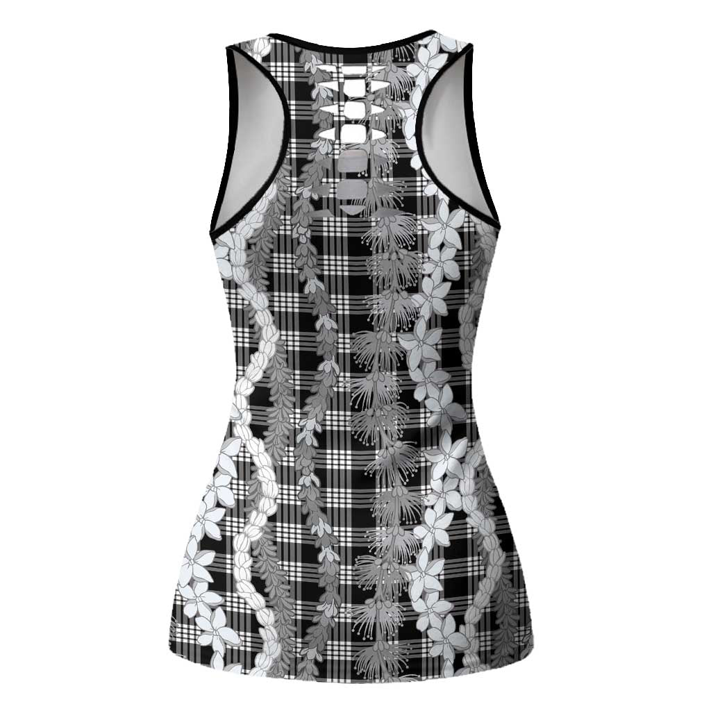 Hawaiian Ohia Lehua Lei Hollow Tank Top Plaid Palaka Eleele Pattern LT9 - Polynesian Pride