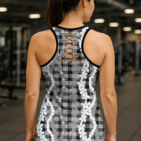 Hawaiian Ohia Lehua Lei Hollow Tank Top Plaid Palaka Eleele Pattern LT9 - Polynesian Pride