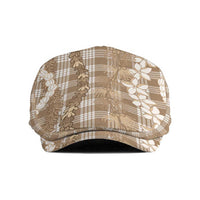 Hawaiian Ohia Lehua Lei Jeff Hat Plaid Palaka Kalaihaahaa Pattern LT9 Tan - Polynesian Pride