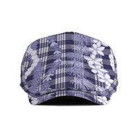 Hawaiian Ohia Lehua Lei Jeff Hat Plaid Palaka Uliuli hohonu Pattern LT9 Navy - Polynesian Pride
