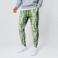 Hawaiian Ohia Lehua Lei Jogger Pants Plaid Palaka Omaomao Pattern - Polynesian Pride