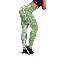 Hawaiian Ohia Lehua Lei Leggings Plaid Palaka Omaomao Pattern LT9 - Polynesian Pride