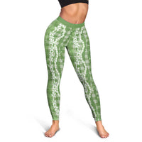Hawaiian Ohia Lehua Lei Leggings Plaid Palaka Omaomao Pattern LT9 - Polynesian Pride