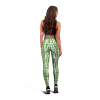 Hawaiian Ohia Lehua Lei Leggings Plaid Palaka Omaomao Pattern LT9 - Polynesian Pride