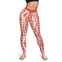 Hawaiian Ohia Lehua Lei Leggings Plaid Palaka Ulaula Pattern LT9 - Polynesian Pride