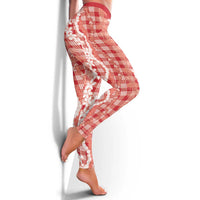 Hawaiian Ohia Lehua Lei Leggings Plaid Palaka Ulaula Pattern LT9 - Polynesian Pride