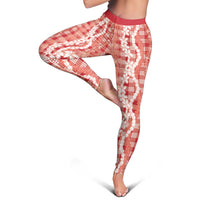 Hawaiian Ohia Lehua Lei Leggings Plaid Palaka Ulaula Pattern LT9 - Polynesian Pride