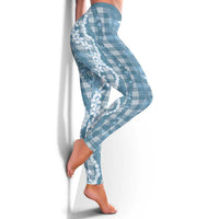 Hawaiian Ohia Lehua Lei Leggings Plaid Palaka Uliuli Omaomao Pattern LT9 - Polynesian Pride
