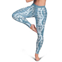 Hawaiian Ohia Lehua Lei Leggings Plaid Palaka Uliuli Omaomao Pattern LT9 - Polynesian Pride