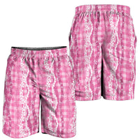 Hawaiian Ohia Lehua Lei Shorts for Men Plaid Palaka Akala Pattern LT9 - Polynesian Pride