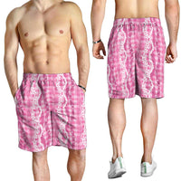 Hawaiian Ohia Lehua Lei Shorts for Men Plaid Palaka Akala Pattern LT9 - Polynesian Pride