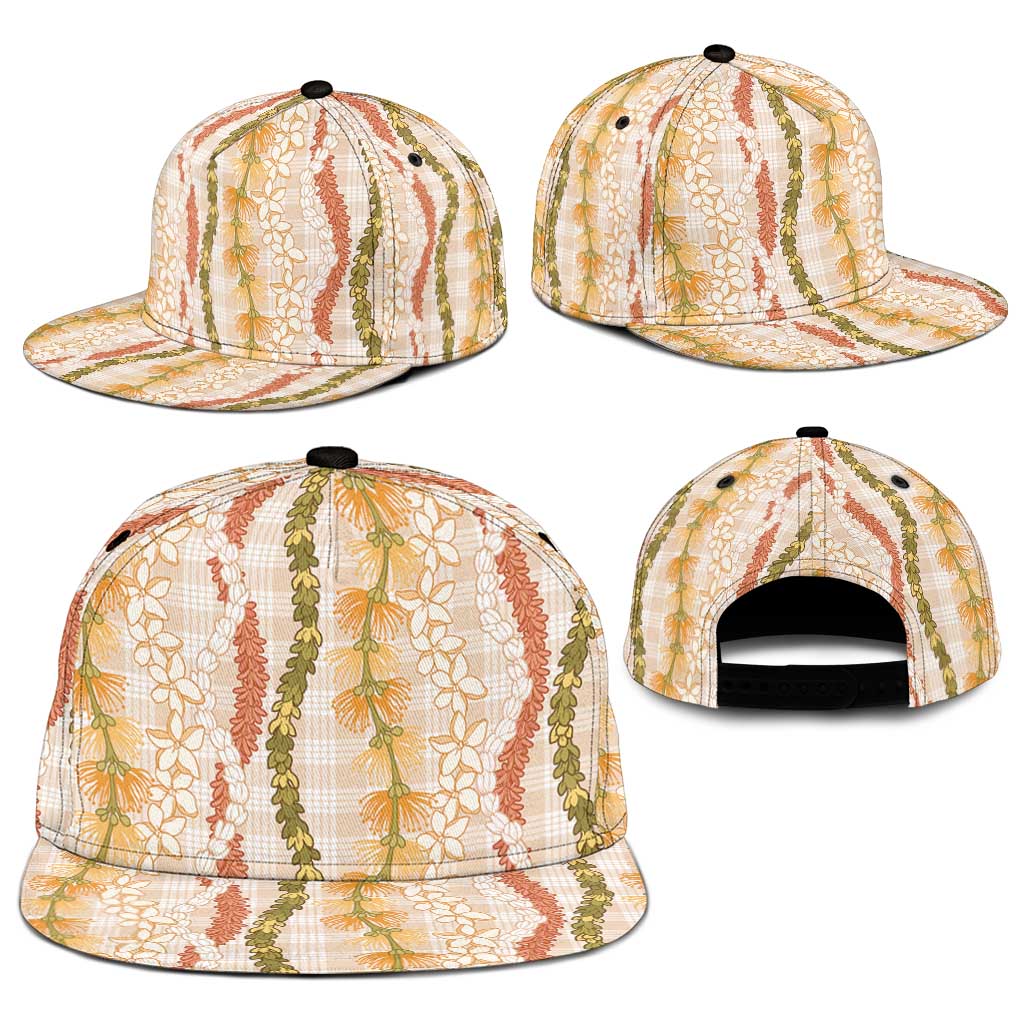 Hawaiian Ohia Lehua Lei Snapback Cap Plaid Palaka Ahiehie Pattern LT9 - Polynesian Pride