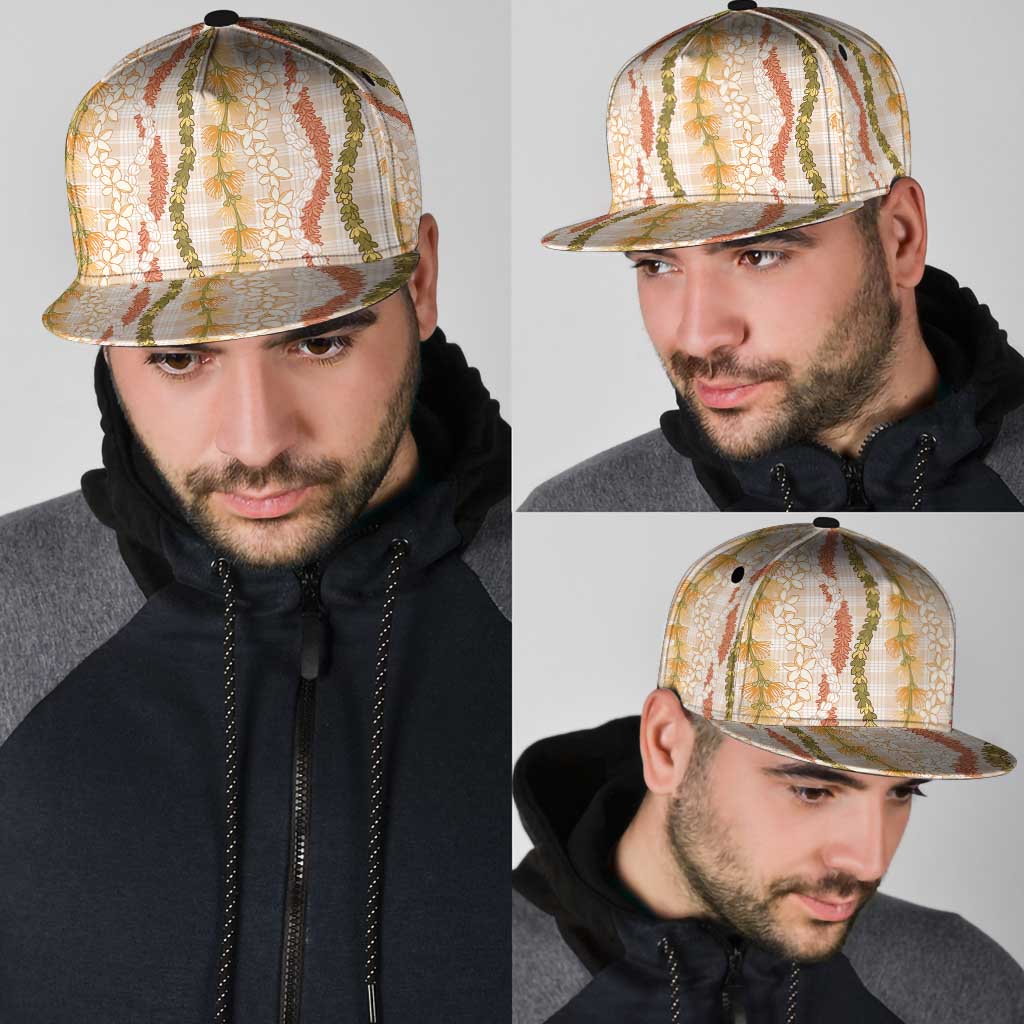 Hawaiian Ohia Lehua Lei Snapback Cap Plaid Palaka Ahiehie Pattern LT9 - Polynesian Pride