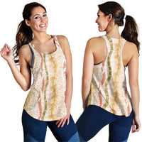 Hawaiian Ohia Lehua Lei Women Racerback Tank Plaid Palaka Ahiehie Pattern - Polynesian Pride