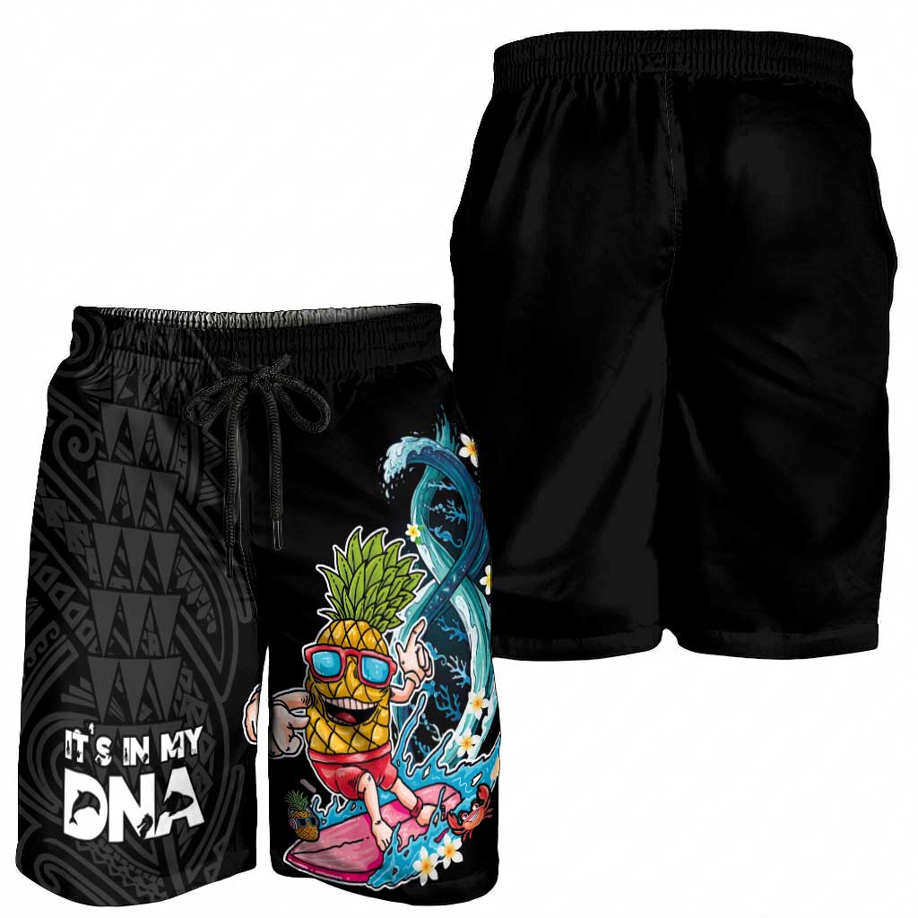 Hawaiian Pineapple Surfing Shorts for Men It's in My DNA - Kakau and Polynesian Pattern LT03 - Polynesian Pride