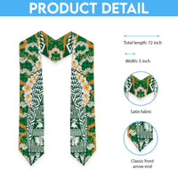 Hawaiian Plumeria Lei Graduation Stole Kakau Motifs and Palaka Half Style Green Color LT03 - Polynesian Pride