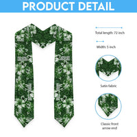 Hawaiian Quilt Pattern Graduation Stole Hibiscus and Tribal Element Vintage Green Vibe
