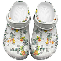 Hawaiian Quilts Clogs Shoes Tropical Fruits and Plants LT03 White - Polynesian Pride