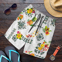 Hawaiian Quilts Shorts for Men Tropical Fruits and Plants LT03 White - Polynesian Pride