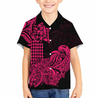 Hawaii Kakau Polynesian Floral Tribal Kid Hawaiian Shirt LT9