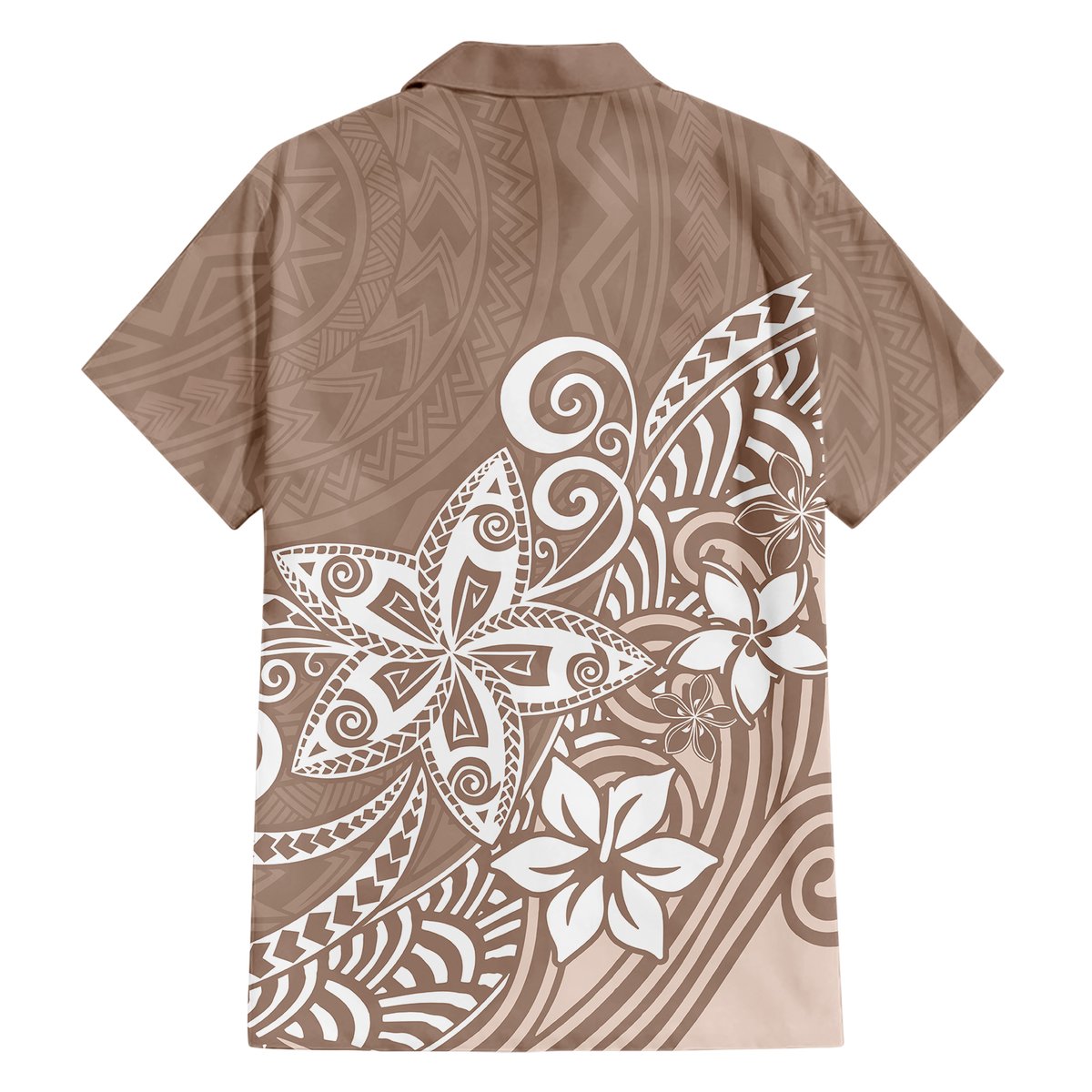 Hawaii Family Matching Outfits Polynesia Off Shoulder Maxi Dress And Shirt Family Set Clothes Plumeria Beige Curves LT7 - Polynesian Pride