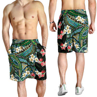 Hawaiian Taro Leaves and Ohia Lehua Shorts for Men Polynesian Tribal Art Tropical Plants Motifs Colorful LT03 - Polynesian Pride