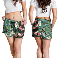 Hawaiian Taro Leaves and Ohia Lehua Shorts for Women Polynesian Tribal Art Tropical Plants Motifs Colorful LT03 - Polynesian Pride