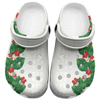 Hawaiian Taro Leaves-Hibiscus and Plumeria Clogs Shoes Polynesian Art-Kakau Tattoo White LT03 White - Polynesian Pride
