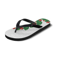 Hawaiian Taro Leaves-Hibiscus and Plumeria Flip Flops Polynesian Art-Kakau Tattoo White LT03 - Polynesian Pride
