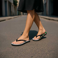 Hawaiian Taro Leaves-Hibiscus and Plumeria Flip Flops Polynesian Art-Kakau Tattoo White LT03 - Polynesian Pride