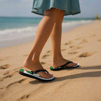 Hawaiian Taro Leaves-Hibiscus and Plumeria Flip Flops Polynesian Art-Kakau Tattoo White LT03 - Polynesian Pride