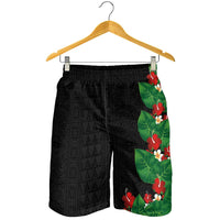 Hawaiian Taro Leaves-Hibiscus and Plumeria Shorts for Men Polynesian Art-Kakau Tattoo Black LT03 - Polynesian Pride