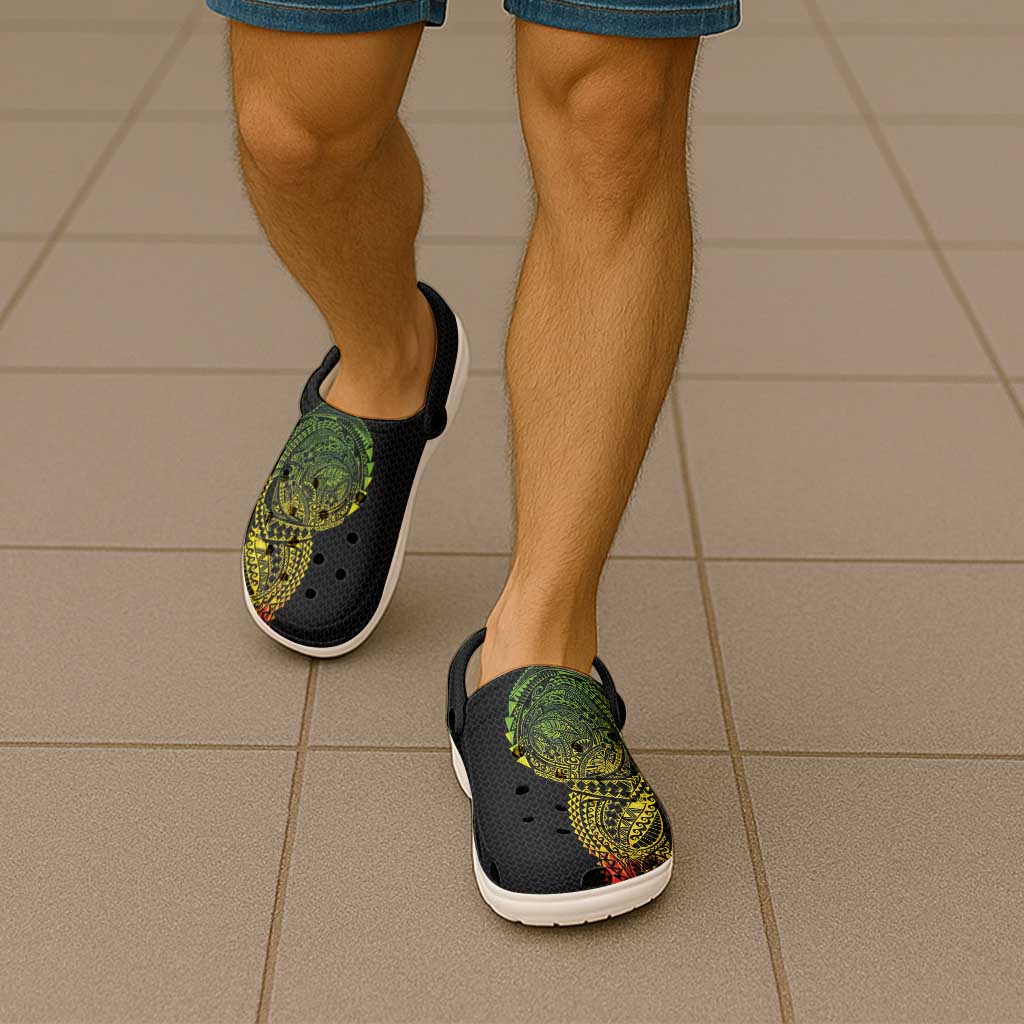 Hawaiian Traditional Tattoos Clogs Shoes Kakau Tribal Tropical Plant Motif Kanaka Maoli Flag Color Inspired LT03 - Polynesian Pride