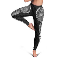 Hawaiian Traditional Tattoos Leggings Kakau Tribal Tropical Plant Motif Black Color LT03 - Polynesian Pride