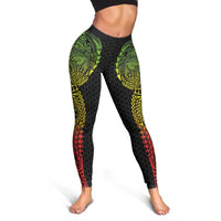 Hawaiian Traditional Tattoos Leggings Kakau Tribal Tropical Plant Motif Kanaka Maoli Flag Color Inspired LT03 - Polynesian Pride