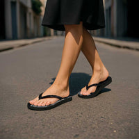 Hawaiian Tribal Tattoo and Plumeria Flip Flops Polynesian Pattern Black Color