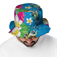Hawaiian Tropical Flower Honu Bucket Hat Under The Blue Water LT03 - Polynesian Pride