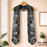 Hawaiian Tropical Flowers and Maile Pikake Graduation Stole Polynesian Tribal Pattern Grayscale Mode LT03 One Size Gery - Polynesian Pride