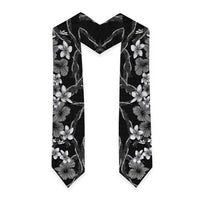 Hawaiian Tropical Flowers and Maile Pikake Graduation Stole Polynesian Tribal Pattern Grayscale Mode LT03 - Polynesian Pride