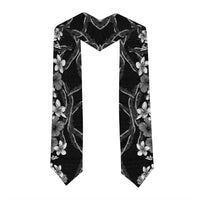 Hawaiian Tropical Flowers and Maile Pikake Graduation Stole Polynesian Tribal Pattern Grayscale Mode LT03 - Polynesian Pride