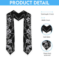 Hawaiian Tropical Flowers and Maile Pikake Graduation Stole Polynesian Tribal Pattern Grayscale Mode LT03 - Polynesian Pride