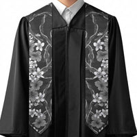 Hawaiian Tropical Flowers and Maile Pikake Graduation Stole Polynesian Tribal Pattern Grayscale Mode LT03 - Polynesian Pride