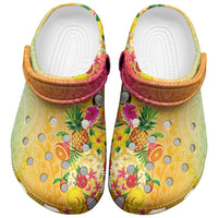 Hawaiian Tropical Fruits and Plants Clogs Shoes Kakau Pattern Summer Vibe LT03 Multicolor - Polynesian Pride