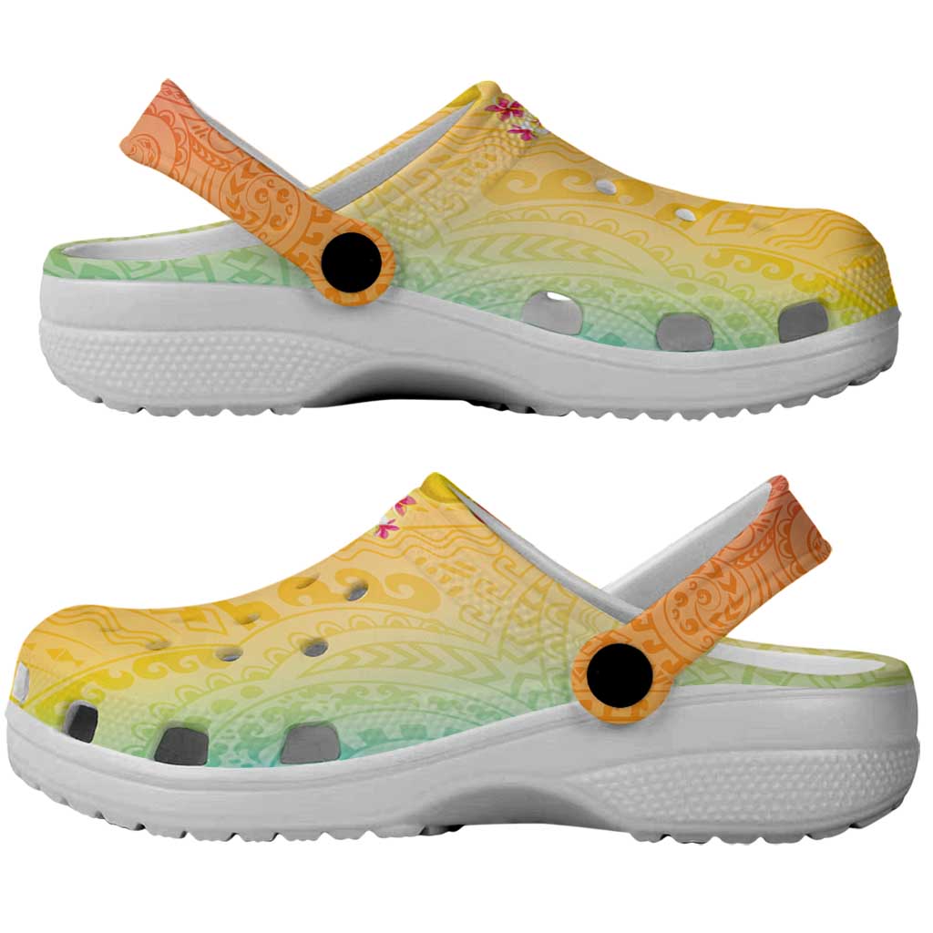 Hawaiian Tropical Fruits and Plants Clogs Shoes Kakau Pattern Summer Vibe LT03 - Polynesian Pride